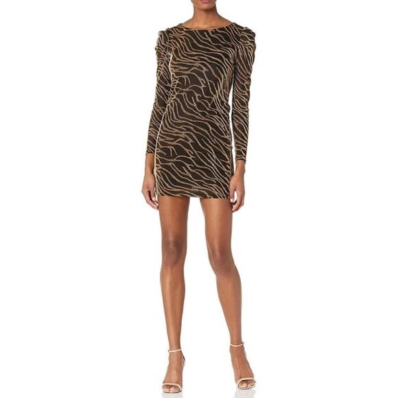 BB DAKOTA STEVE MADDEN black gold zebra print lurex lined no fabric content - Picture 7 of 7